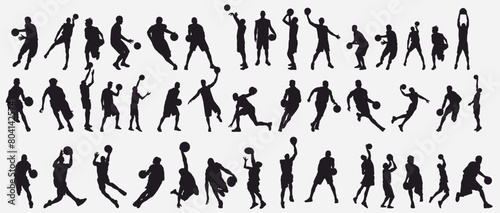 Basketball silhouettes. Vector set of Basketball players silhouettes. 
