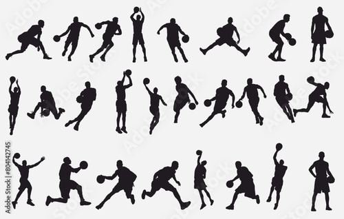 Basketball player silhouettes. Set of basketball player silhouettes. 