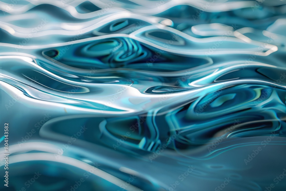 Abstract 3D background with soothing turquoise ripples that create a sense of calm and relaxation. 
