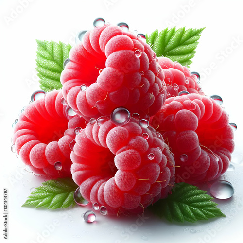 Frambuesas sobre fondo blanco