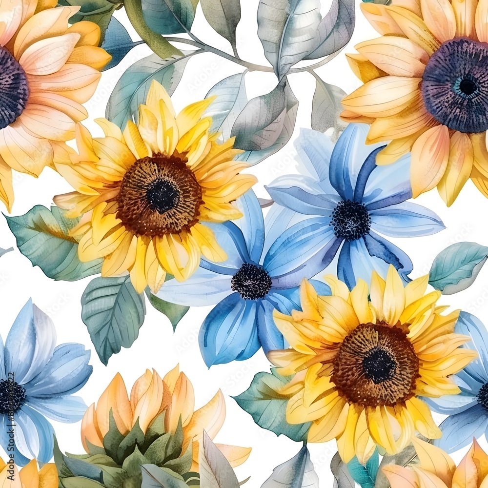 sunflower decorative seamless pattern vector