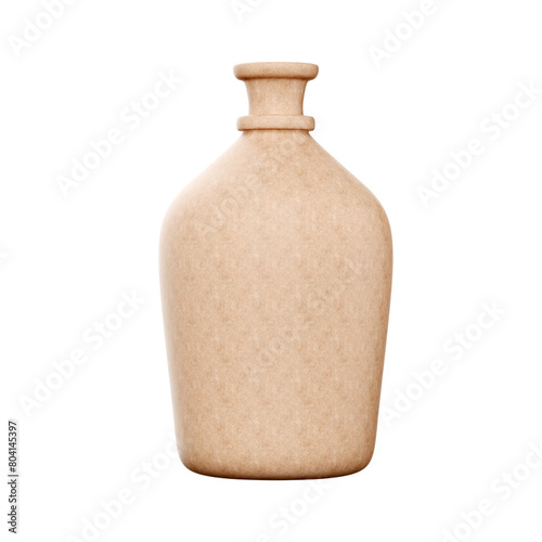 clay textured 3d bottle jug container, transparent background photo