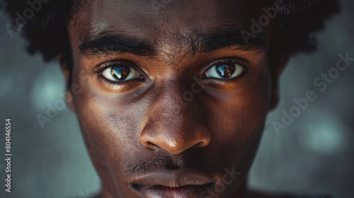 African American young man with expressive face and intense gaze