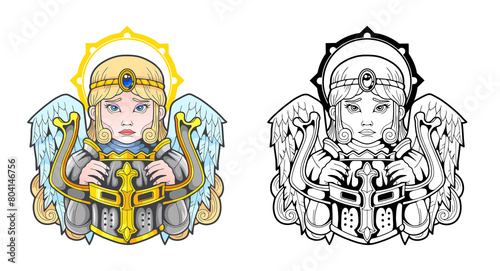 cute girl guardian angel, design illustration