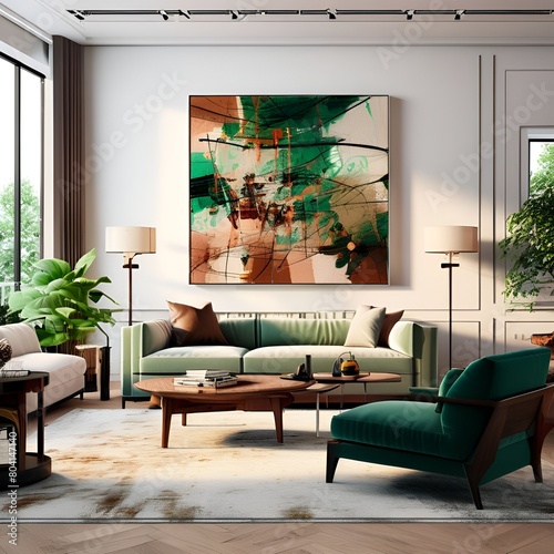 captivating 3dillustration of an interior living room warmly lit furni ture meticulously arranged photo