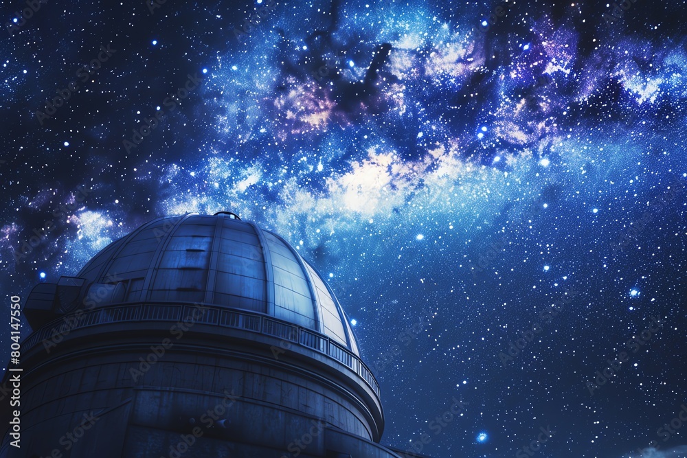 Highquality stock image of a space observatory under the starlit sky, dome open, telescope peering into the cosmos, symbol of human curiosity Highquality stock image of a space observatory under the starlit sky, dome open, telescope peering into the cosmos, symbol of human curiosity