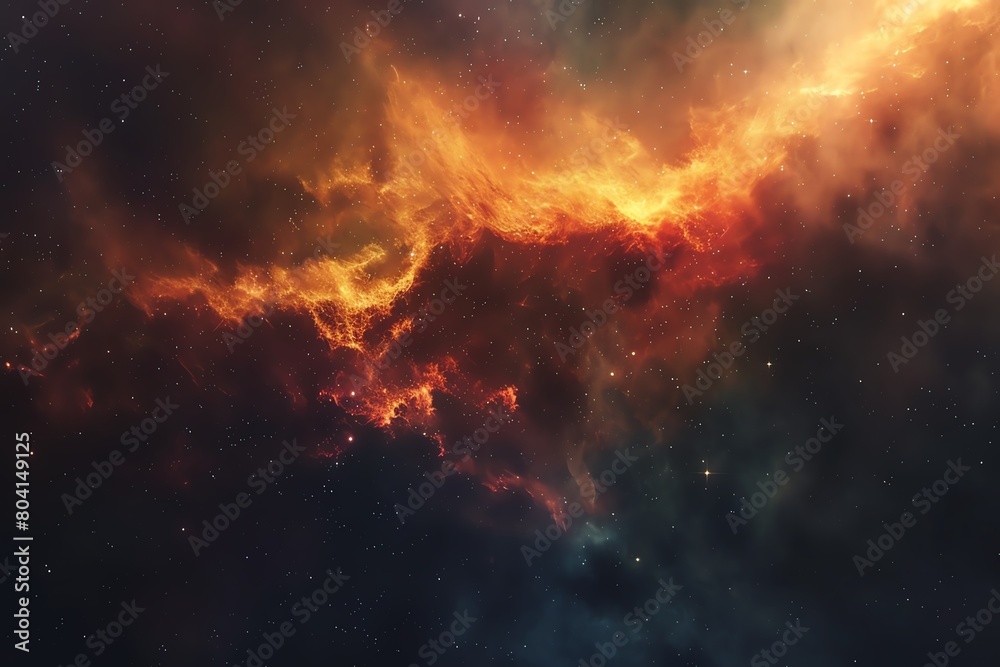 Surreal stock image of a space nebula with an array of colors from hot gas and young stars, visualizing the beauty of the universe