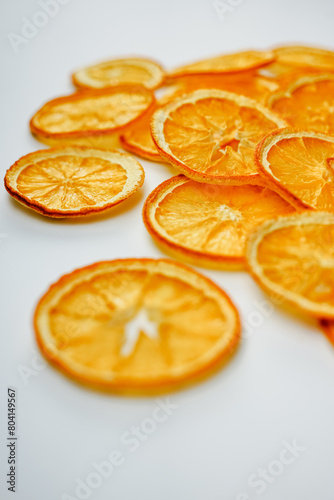 A vivid display of dehydrated orange slices, rich in color and ideal for enhancing flavor in various dishes
