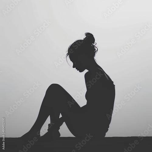 silhouette of a girl gracy background photo