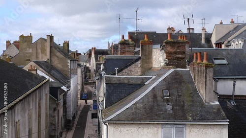 A view of the roof and the architecture of a Loire valley city. Blois, France - March 27, 2024.
