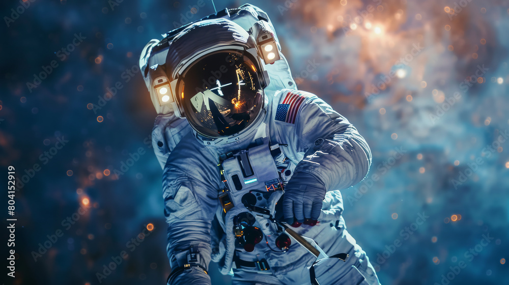 Fototapeta premium Astronaut adrift amidst the stars