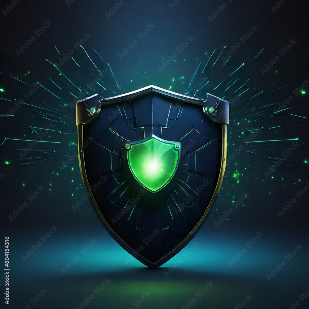 Fototapeta premium shield as the final defense of cyber attack. shield of cyber realm.