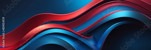 red blue gradient luxury smooth shiny metal theme curves pattern abstract background from Generative AI