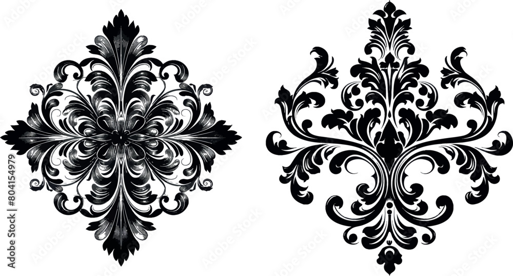 Filigree retro style black and white decorative pattern