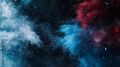 Light Blue Dark Blue Red And White Color Powder with Black Background