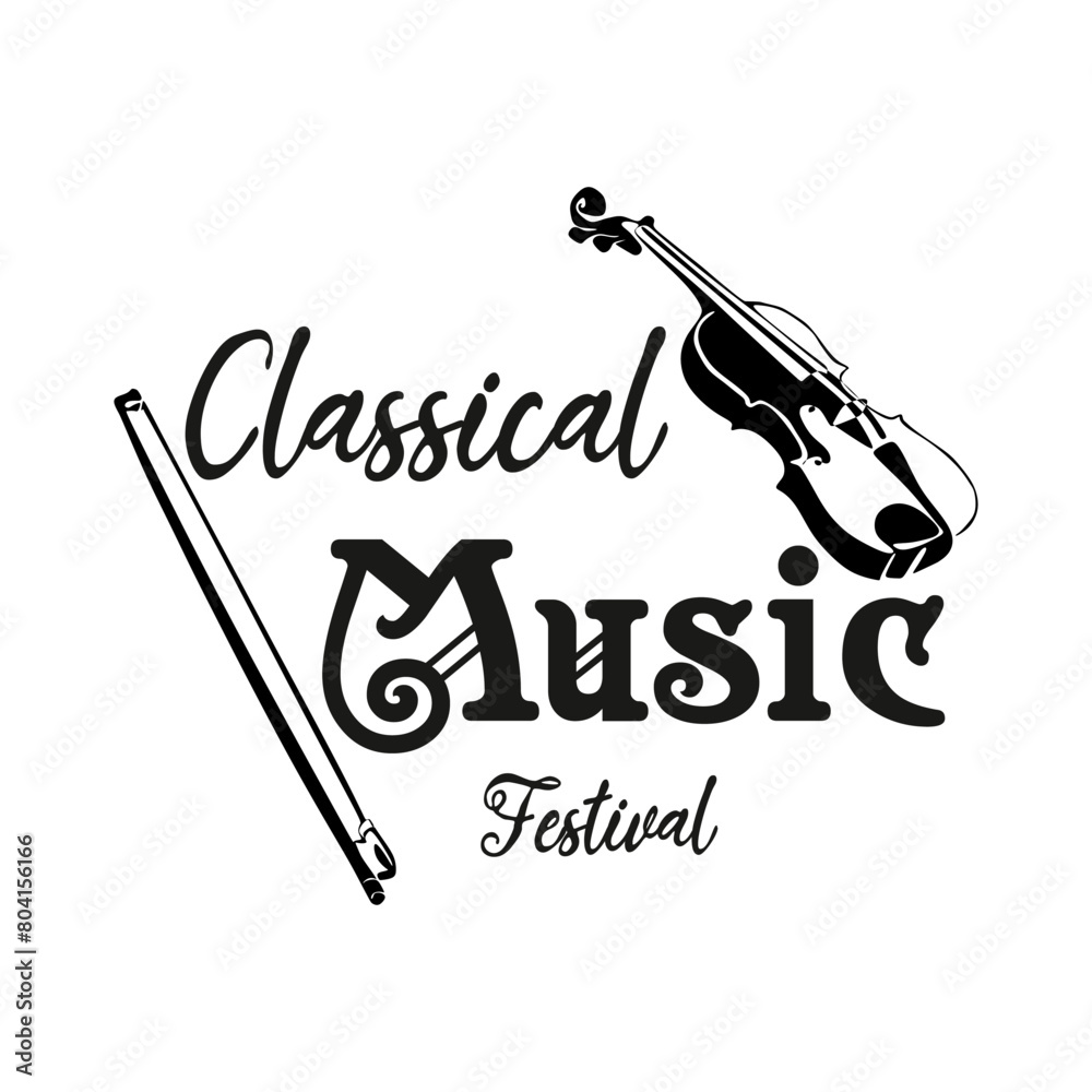 Beautiful modern classical music festival poster or flyer template. Ideal for local events announcement and promotions. Black and white silhouette style vector