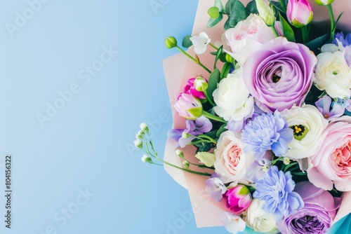 Beautiful bouquet of flowers. Holiday Background with flowers