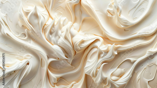 Soft swirls of moisturizing creams blending harmoniously against a canvas reminiscent of the smoothness of a delectable dessert sauce.