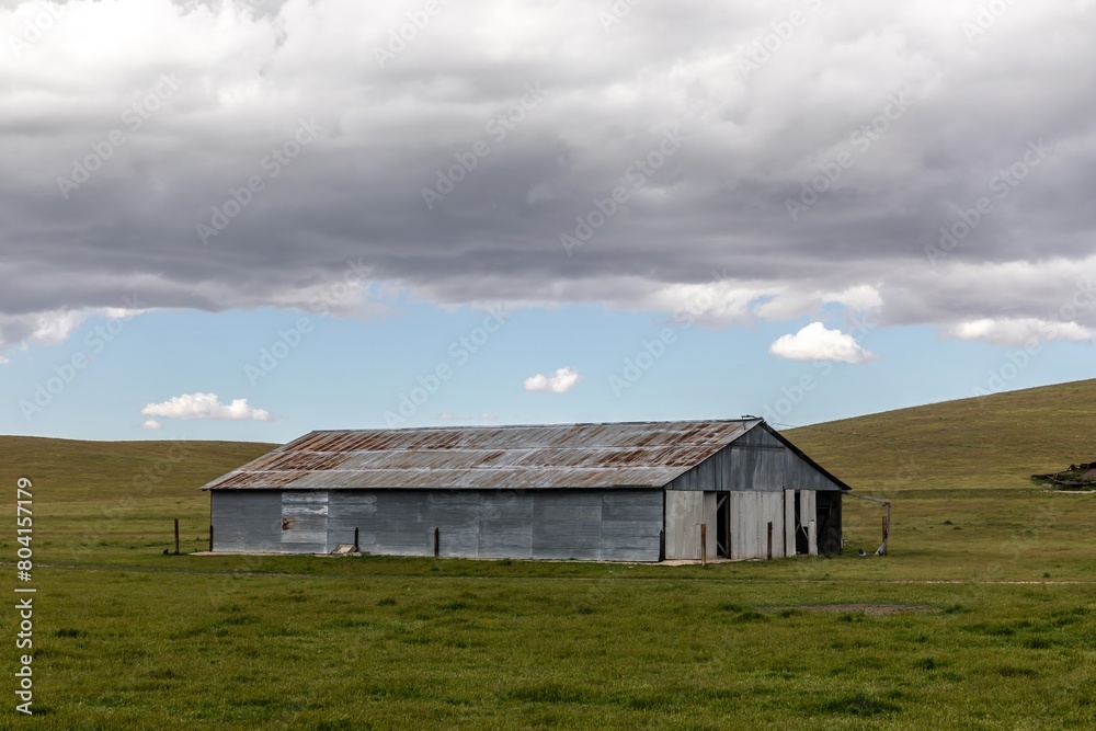 Ranch shed on farmland in rural Santa Margarita, California, United States of America.