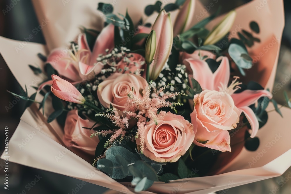 Obraz premium Beautiful bouquet of flowers. Holiday Background with flowers