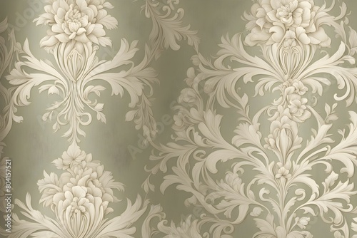 A wall with a floral pattern and a white border