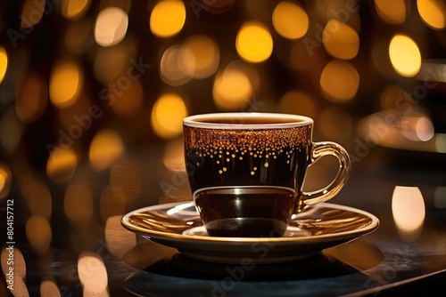 Espresso Elegance  Espresso in a demitasse cup  with a crema art design.