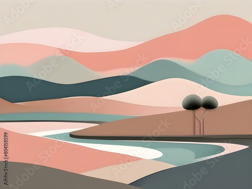 Morandi fluid color block landscape background