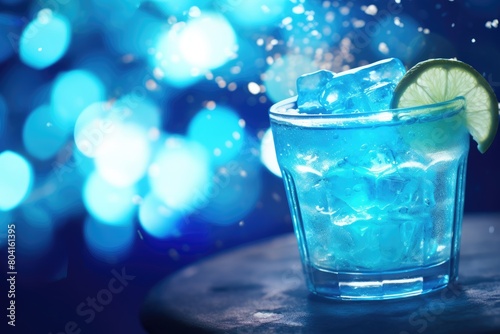 Icy Blue Bliss: Blue cocktail in a frosty glass.
