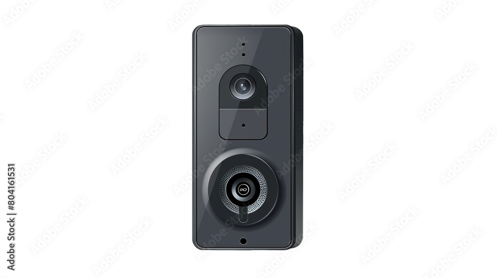 A smart doorbell with facial recognition on a transparent background. PNG format, This PNG file, with an isolated cutout object on a transparent background. 