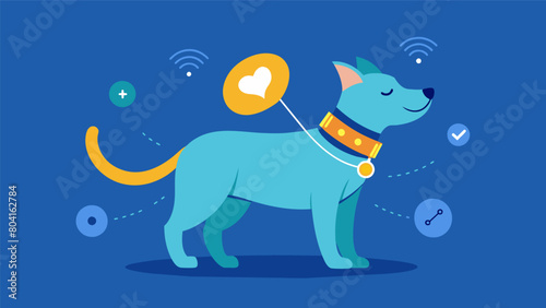 Keep an eye on your pets overall health with the smart collars sleep tracker monitoring their sleep patterns and suggesting adjustments for better. Vector illustration