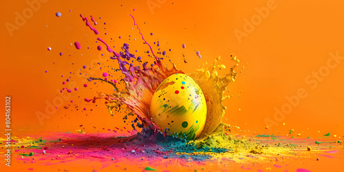 Abstract Creative Easter egg inside colorful explosion Vibrant Easter Egg Explosion Abstract Easter Egg Burs.