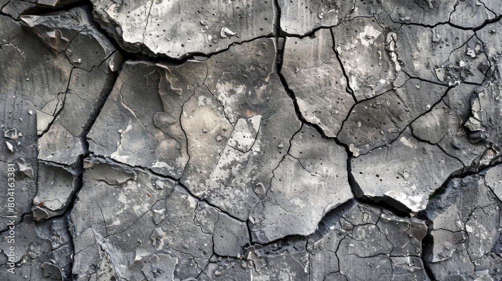 Cracked concrete in shades of gray and charcoal create a rough texture Cracked concrete in shades of gray and charcoal create a rough texture
