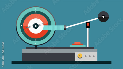 The tracking force gauge a small mechanism that ensures the stylus is applying the correct pressure to the record. Vector illustration