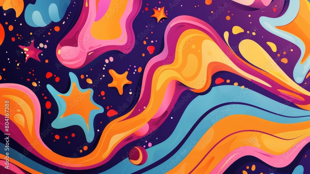 Dive into the past with our retro banner, showcasing groovy designs and psychedelic colors, Template banner concept with solid color background and copy space