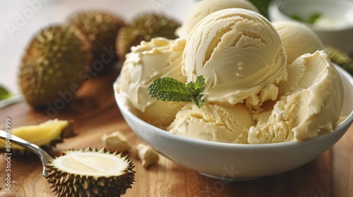Creamy Durian Dessert: Savor the rich and creamy texture of durian ice cream, a delectable sweet treat with a distinctive flavor