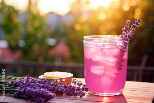 Lavender Lemonade: Lavender-infused lemonade in a lavender-colored glass.