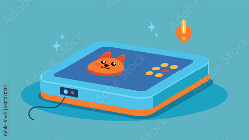 An infrared heating pad for pets with joint pain customized with temperature and timing settings.. Vector illustration