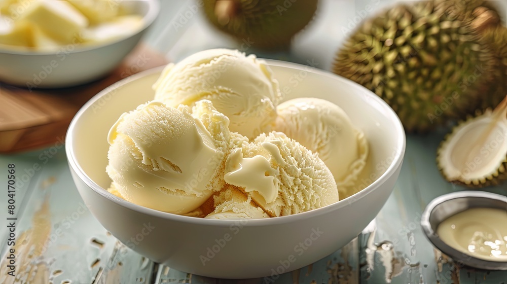 Divine Durian Flavor: Experience the heavenly taste of durian ice cream, a tantalizing blend of creamy sweetness and tropical essence. Divine Durian Flavor: Experience the heavenly taste of durian ice cream, a tantalizing blend of creamy sweetness and tropical essence.
