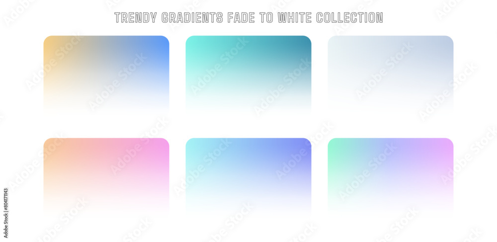 Fototapeta premium Trendy gradient fade to white background collection