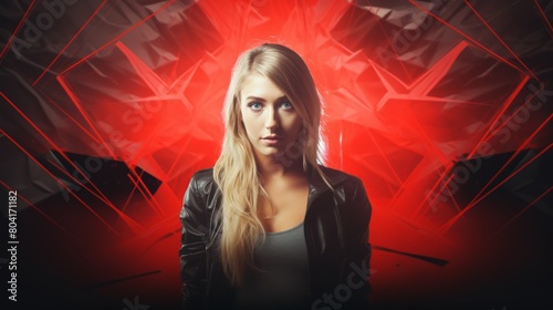 Woman Standing in Front of Red Background