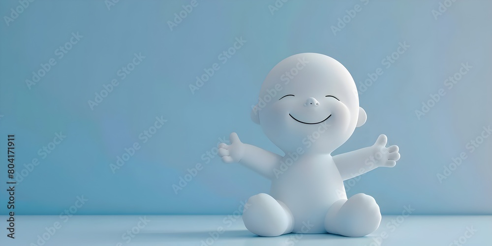 Welcoming Embrace of a Friendly 3D Character with Open Arms on a Blue Background Welcoming Embrace of a Friendly 3D Character with Open Arms on a Blue Background