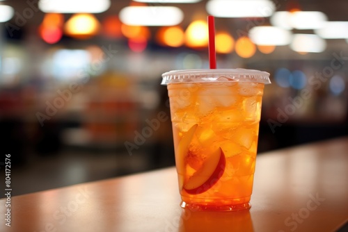 Peachy Keen: Peach iced tea in a peach-shaped glass.