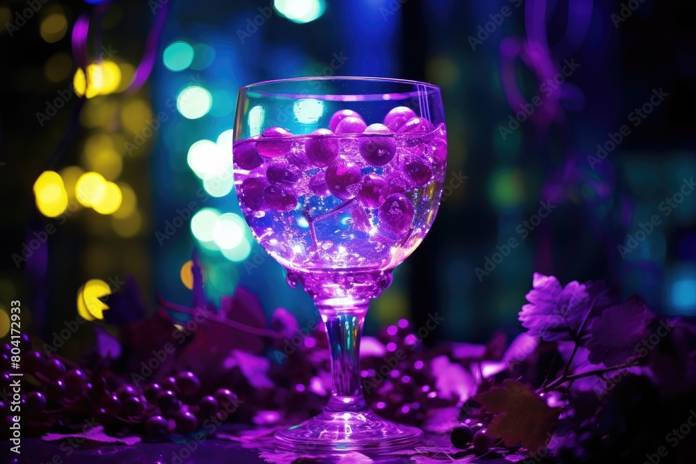 Grape Escape: Grape-infused water in a wineglass. Grape Escape: Grape-infused water in a wineglass.