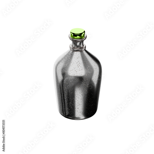 metallic textured 3d bottle jug container, transparent background photo