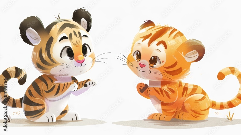 Illustrations of cute animals or characters in playful poses for children books or products. Illustrations of cute animals or characters in playful poses for children books or products.