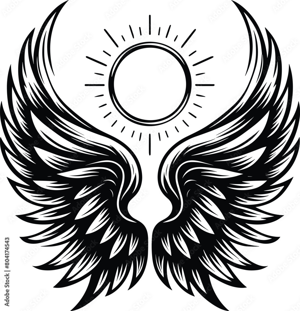 Silhouette of angel wings, vector illustration.