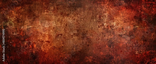 A grunge background with dark brown and red tones.