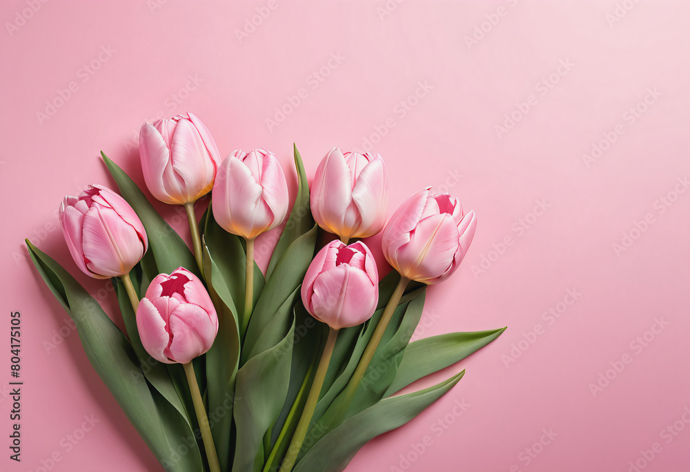 Pink tulip on pink background