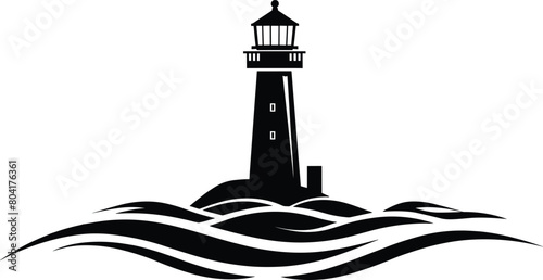 Silhouette of light house, vector illustration.