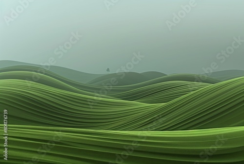 Green landscape with lines and waves.